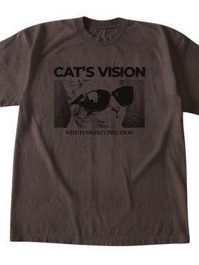 Cat's Vision Graphic Gildan Cotton T-Shirt Funny Animal Tee